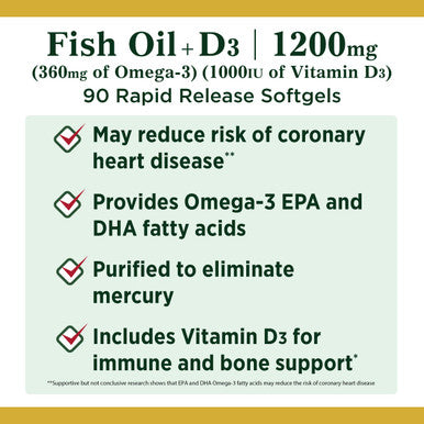 Nature's Bounty Fish Oil 1200 Mg + D3 1000 I.U