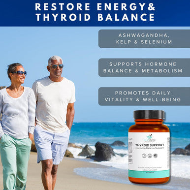 Thyroid Support Supplement With Iodine, Kelp, Ashwagandha, Selenium & Zinc - Supports Energy, Metabolism & Thyroid Health - L-Tyrosine, Schisandra & Bladderwrack - 60 Capsules