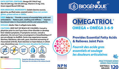 Omegatriol - Omega Complex (3,6,9) - Biogenique (120 Softgels)