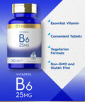 Carlyle Vitamin B6 | 25Mg | 250 Tablets | Vegetarian, Non-Gmo & Gluten Free Supplement