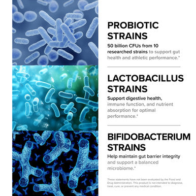 Designs for Sport Probiotic 50 - High-Performance Probiotic Supplement for Athletes* - Gut & Immune Support* - Shelf Stable - Dairy Soy & Gluten Free - 30 Vegetarian Capsules