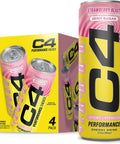 Cellucor C4 Performance Energy Drink | Strawberry Blast | Zero Sugar Carbonated Preworkout Energy | 200mg Caffeine with Beta Alanine | 16 Fl Oz (12 Pack)