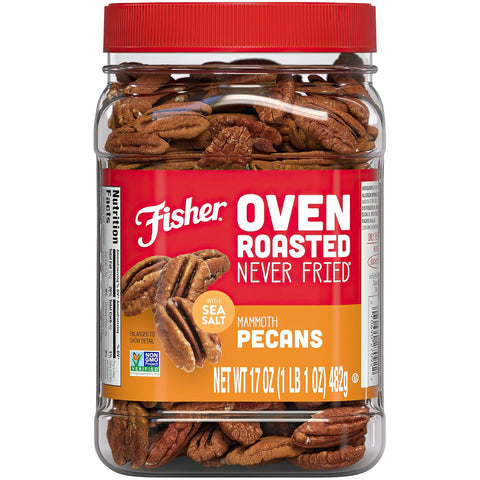 Fisher Oven Roasted Never Fried Deluxe Mixed Nuts 24 Ounces (Pack of 1) Almonds Cashews Pecans Pistachios Healthy Snacks for Adults Made With Sea Salt No Added Oil Trail Mix Gluten