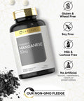 Chelated Manganese | 200 Tablets | Vegetarian, Non-Gmo, Gluten Free Supplement | By Carlyle