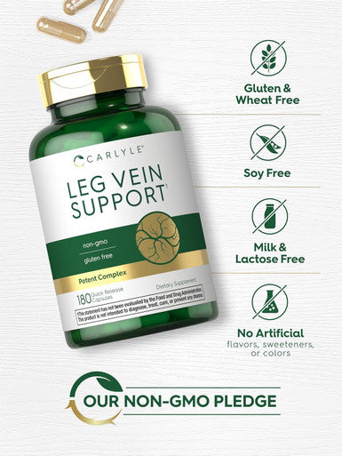 Carlyle Leg Vein Supplement | 180 Capsules | Supports Healthy Vein Function | Non-GMO Gluten