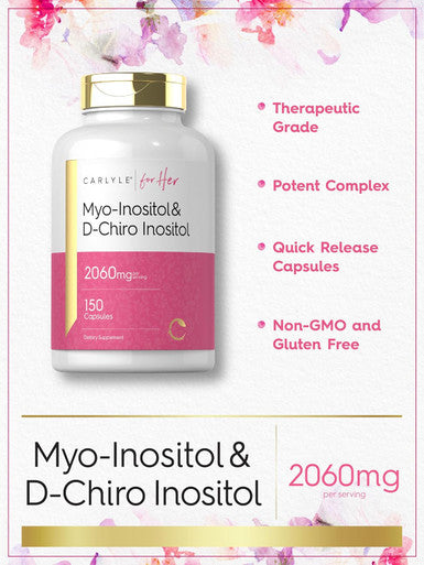 Carlyle Myo-Inositol and D-Chiro Inositol 2060mg | 150 Capsules | Non-GMO Gluten Supplement