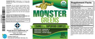 Elevate Recovery Supplements Organic Greens (All-In-1) Superfood Greens Supplements With 28 Superfoods - Multi Greens Supplement Pills - Certified Organic - Easy To Swallow - 60 Tablets
