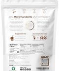Micro Ingredients Organic MCT Oil Powder with Prebiotic Fiber1 Pound(16 Ounce) Fast Fuel for Body and Brain C8 MCT Oil for Coffee Creamer No GMOs Keto Diet Vegan