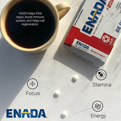ENADA 20 x NADH Supplement Boost Energy Mental Focus Stamina Support Fatigue Cell Regenerator 20mg NADH 30 Lozenges 1 per serving Natural Energy Supplements for Women and Men