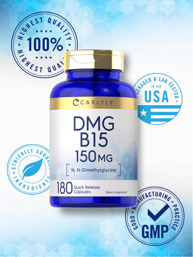 Carlyle Dmg Supplement | B15 | 150 Mg 180 Capsules | N-Dimethylglycine | Vegetarian, Non-Gmo, Gluten Free