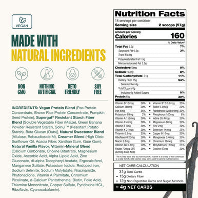 Supergut Prebiotic Shakes | Meal Replacement | Boost GLP-1 | High Protein and Fiber | No Added Sugar | Keto Food Meal Snack (Vegan Vanilla 14 servings)