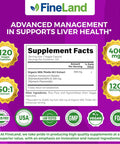 Fineland Milk Thistle Silymarin Extract 50:1, Max Strength 20,000Mg Eq Per Capsule, Liver Cleanse Detox, Liver Health Support Supplement, Antioxidant,120 Veggie Caps, 4 Months Supply, Vegan, Natural.