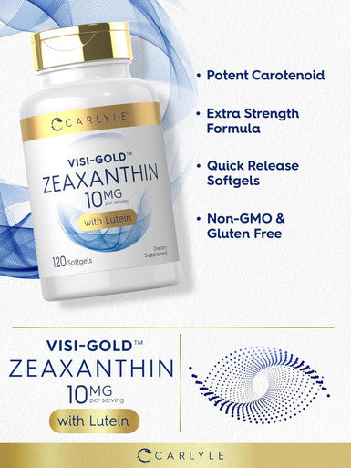 Carlyle Zeaxanthin 10mg | 120 Softgels | Eye Health Support with Lutein | Non-GMO Gluten Supplement