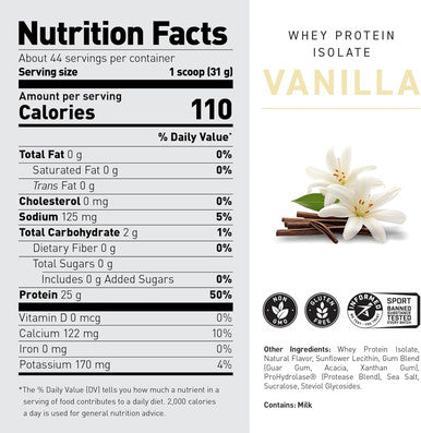 Kaged Muscle Whey Protein Powder 100% Whey Protein Isolate for Post Workout Recovery Vanilla 3lbs