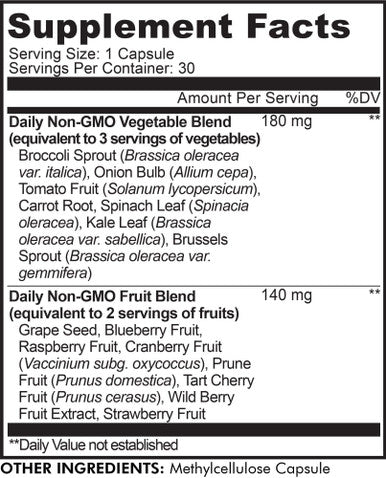 Codeage 5 Servings of s & Veggies Equivalent in 1 Single Capsule, Food Non-GMO, 15 Greens & s All-in-One Pill, Eat Vegetables for Wellness Vegan Vitamins Supplement, 60 ct