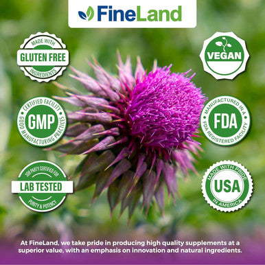 Fineland Milk Thistle Silymarin Extract 50:1, Max Strength 20,000Mg Eq Per Capsule, Liver Cleanse Detox, Liver Health Support Supplement, Antioxidant,120 Veggie Caps, 4 Months Supply, Vegan, Natural.