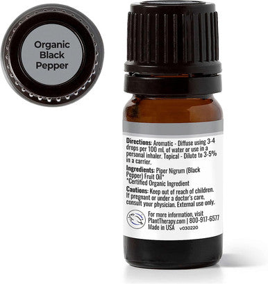 Black Pepper ORGANIC Essential Oil. 5 ml. 100% Pure, Undiluted, Therapeutic Grade.