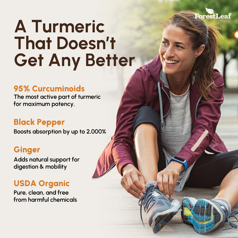 Forestleaf Turmeric Supplement Extra Strength 2265Mg - Turmeric Curcumin Supplement W/Bioperine Black Pepper - Tumeric And Ginger Supplements 95 Curcuminoids Supports Immune & Joint Health 120 Caps