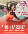Maryruth Organics 3-in-1 Daily Health Probiotics for Women | Clinically Tested | Hormone Support & Gut Health Supplement for Women | Supplement for Women | 50 Billion CFU | Allergen | 30 ct
