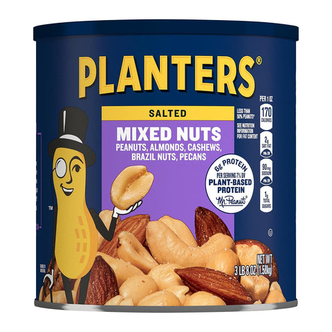 PLANTERS Deluxe Sea Salt Mixed Nuts, Plant Based Protein, 27 Oz (1 Ct) | Mixed Nuts: Cashews, Almonds, Pecans, Pistachios, Hazelnuts. Snacks for Adults. Resealable Jar. Party Snack