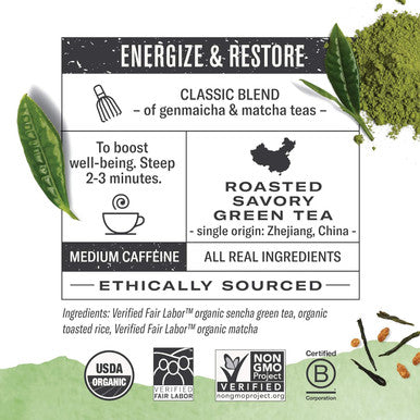 Numi Organic Tea Matcha Toasted Rice 18 Count (Pack of 3) Box of Tea Bags Green Tea (Packaging May Vary)