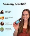Biotin Hair Growth Serum - Rosemary Hair Thickening Serum With Peppermint Caffeine And Black Castor Oil For Hair Growth - Volumizing Hair Serum For Hair Growth For Men & Women - Vegan & Cruelty