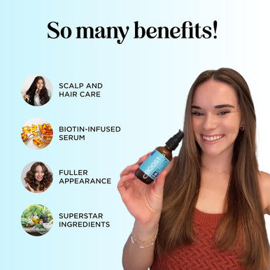 Biotin Hair Growth Serum - Rosemary Hair Thickening Serum With Peppermint Caffeine And Black Castor Oil For Hair Growth - Volumizing Hair Serum For Hair Growth For Men & Women - Vegan & Cruelty
