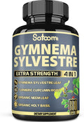 Satoomi Pure Gymnema Sylvestre Capsules Extract - 180 Capsules Of 6 Month - Blended With Neem Leaf Holy Basil & Turmeric Curcumin Root