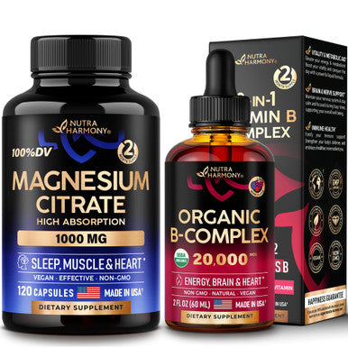 NUTRAHARMONY Organic Vitamin B Complex Drops & Magnesium Citrate Capsules