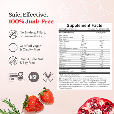 HAIRtamin Vegan Gummy Stars Hair Vitamins | Non-GMO | All Natural Biotin Vitamin Gummies for Hair, Skin & Nails | Multivitamin Supplement to Help Maintain Healthy Looking
