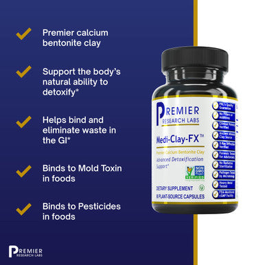 Premier Research Labs Medi-Clay-Fx - Premier Calcium Clay - Detoxification Support - Unique Smectite Form - Pure Vegan - Kosher