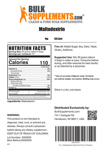 BulkSupplements Maltodextrin Powder - Carbohydrate Powder - Intra Workout Supplement - Carb Powder Supplement - Workout Powder (1 Kilogram - 2.2 lbs)