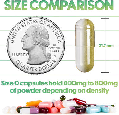 Xprs Nutra Size 0 Empty Capsules - 1000 Count Empty Vegan Capsules - Vegetarian Empty Pill Capsules - DIY Vegetable Capsule Filling - Veggie Pill Capsules Empty Caps (Clear Green)