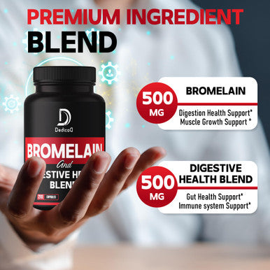 Dedicad 6In1 Bromelain 500Mg Supplement - 1000Mg Per Serving - 210 Capsules With Digestive Health Blend As Quercetin, Ginger