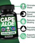 Saint Mingiano Cape Aloe Colon Cleanse, Detox & Flush - 90 Capsules. Gentle Constipation Relief And Bowel Movement Acting As Natural Herbal Laxative - Supports Bowel Movements For Digestive Health