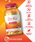 Vitamin D3 K2 Gummies | 120 Count | With Calcium | Vegetarian, Non-Gmo, And Gluten Free Vitamin Supplement | By Carlyle