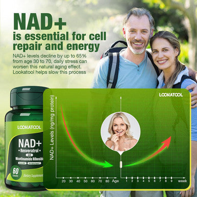 Nad+ Resveratrol Supplement, Liposomal Resveratrol, Quercetin Nr Supplement For Anti-Aging, Focus, Energy,60 Capsules