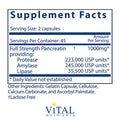 Vital Nutrients Pancreatic Enzymes 1000mg Full Strength Digestion Supplement with Protease Amylase Lipase Digestive Enzymes Gluten Soy Dairy 90 Capsules