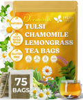 FreshDrinkUS, Premium 75 Mulberry Leaf Tea Bags, 100% Natural & Pure from Mulberry Leaves. Loose Leaf Herbal Tea. Made with Natural Material Tea Bags. No Sugar, No Caffeine, No Gluten, Vegan.