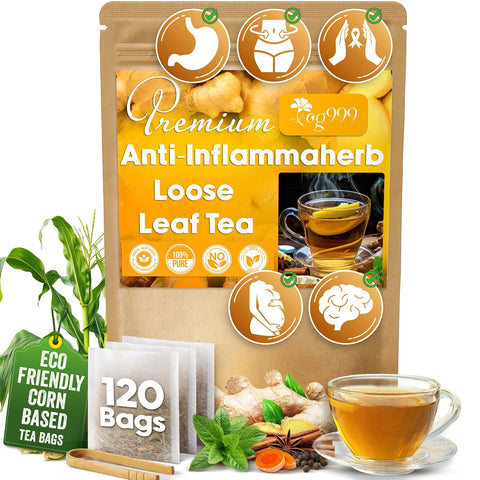 TOG999 Premium Turmeric Ginger Cinnamon Tea, 120 Bags