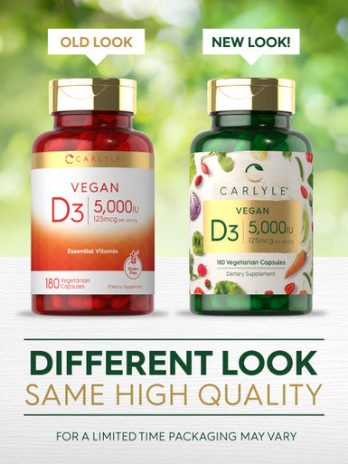 Carlyle Vitamin D3 5000 Iu | 180 Capsules | Vegan, Non-Gmo, And Gluten Free Formula | Vitamin D Supplement