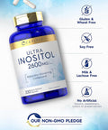 Carlyle Inositol Supplement | 2600mg Capsules | 200 Count | Non-GMO Gluten Myo-Inositol Supplement