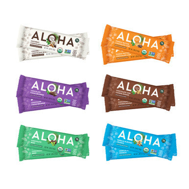 ALOHA Organic Plant Based Protein Bars - 6 Flavor Variety Pack - 12 Count 1.9oz Bars - Vegan Snacks Low Sugar Gluten-Free Low Carb Paleo Non-GMO Stevia-Free No Sugar Alcohol Sweeteners