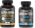 Onnit Premium Alpha Brain Bundle - Nootropic Brain Supplement (90 Count) for Focus Concentration & Memory + Shroom Tech Sport for Exercise Energy & Cardiovascular Performance (28 Count)