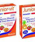 HealthAid Junior-Vit Chewable Multivitamins Pack of 2 x 30 Vegetarian Tablets (60 Tablets)