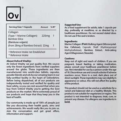 Marine Collagen & Bamboo Silica Capsules | High Strength and Quality | Oxford Vitality (365)