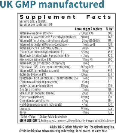 Methylated Men'S Multivitamin, Mthfr Supplement With Active B-Vitamins, High Strength 2 A Day Multivitamin For Sustained Release, Added Lycopene, Clean Label, Non-Gmo & Halal 60 Tablets, By Igennus