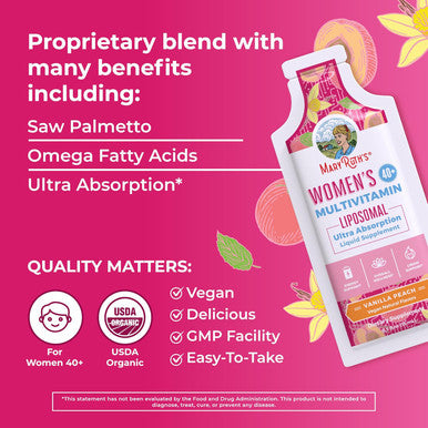 Maryruth Organics Multivitamin for Women 40+ | Womens Multivitamin Liposomal | Immune Support Supplement | Energy Supplements & Sleep Aid | Methylated Multivitamin | Vegan | Sugar | Non-GMO | 14 Servings