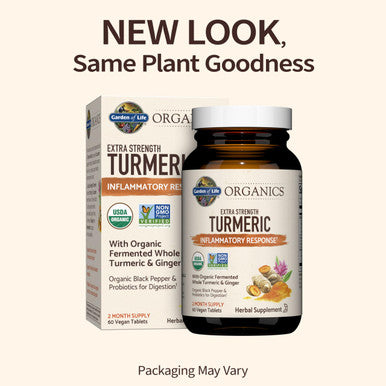 Garden of Life Organics Extra Strength Turmeric Inflammatory Response 60 Tablets-100Mg Curcumin (95% Curcuminoids) Black Pepper Probiotics Organic Non-Gmo Vegan Gluten Free Herbal Supplement