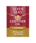 Cod Liver Oil Plus Turmeric By Seven Seas, Omega-3 Supplement Supporting Brain, Heart, Vision, With Vitamin D, Plus Turmeric, 30 Capsules + 30 Tablets